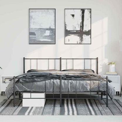 vidaXL Metal Bed Frame without Mattress with Footboard Black 193x203cm 3
