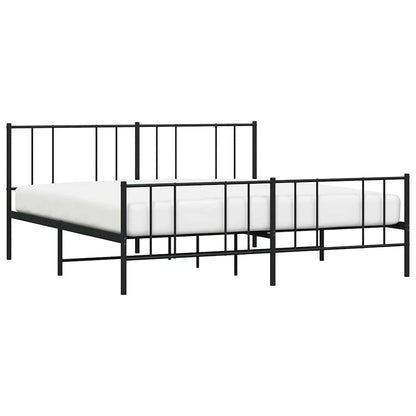 vidaXL Metal Bed Frame without Mattress with Footboard Black 193x203cm 5
