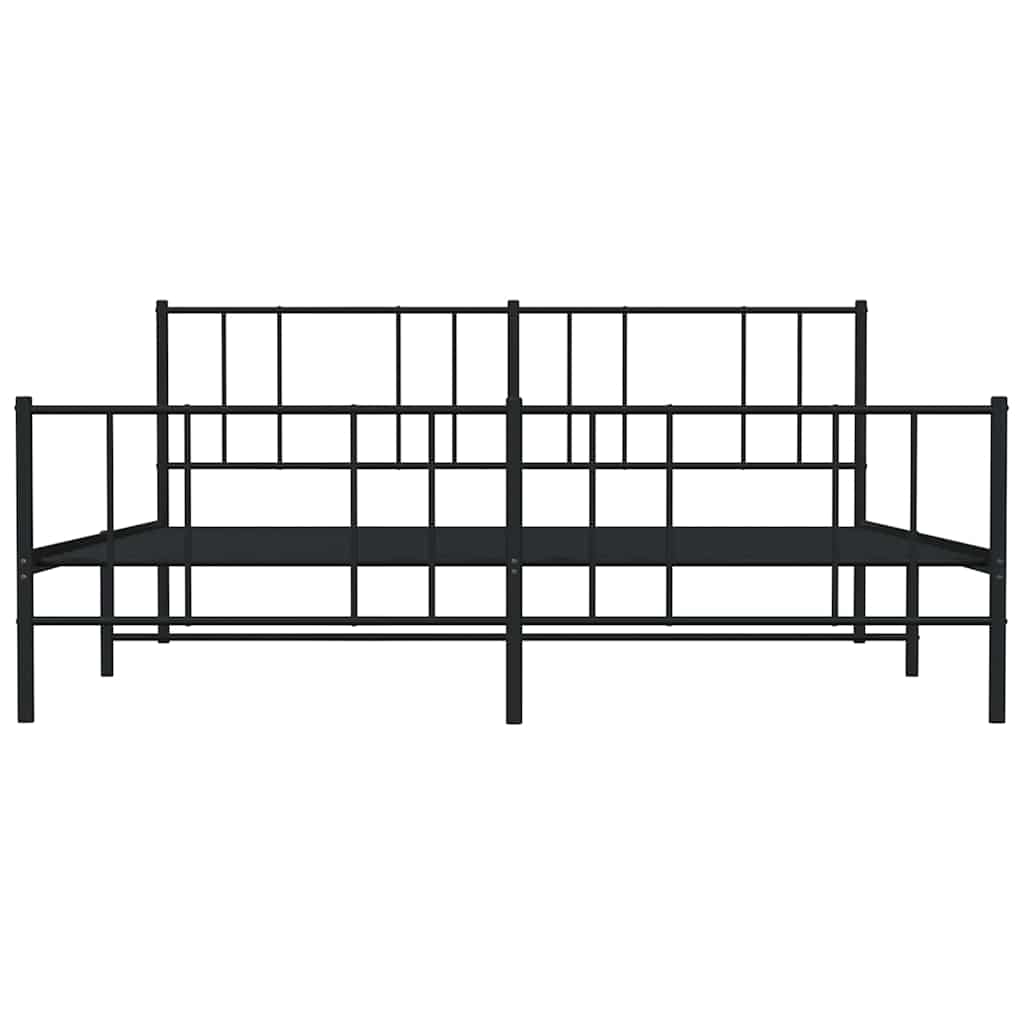 vidaXL Metal Bed Frame without Mattress with Footboard Black 193x203cm 6