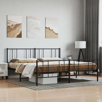 vidaXL Metal Bed Frame without Mattress with Footboard Black 193x203cm 1