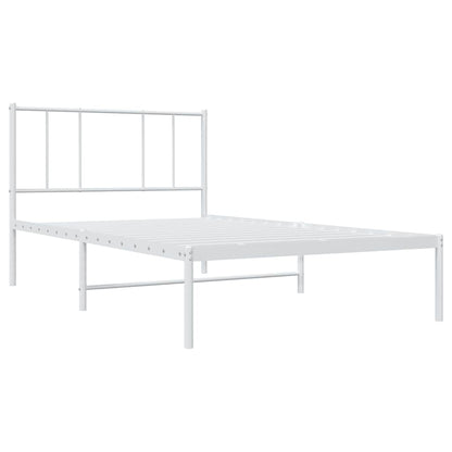 vidaXL Metal Bed Frame without Mattress with Headboard White 75x190cm 3