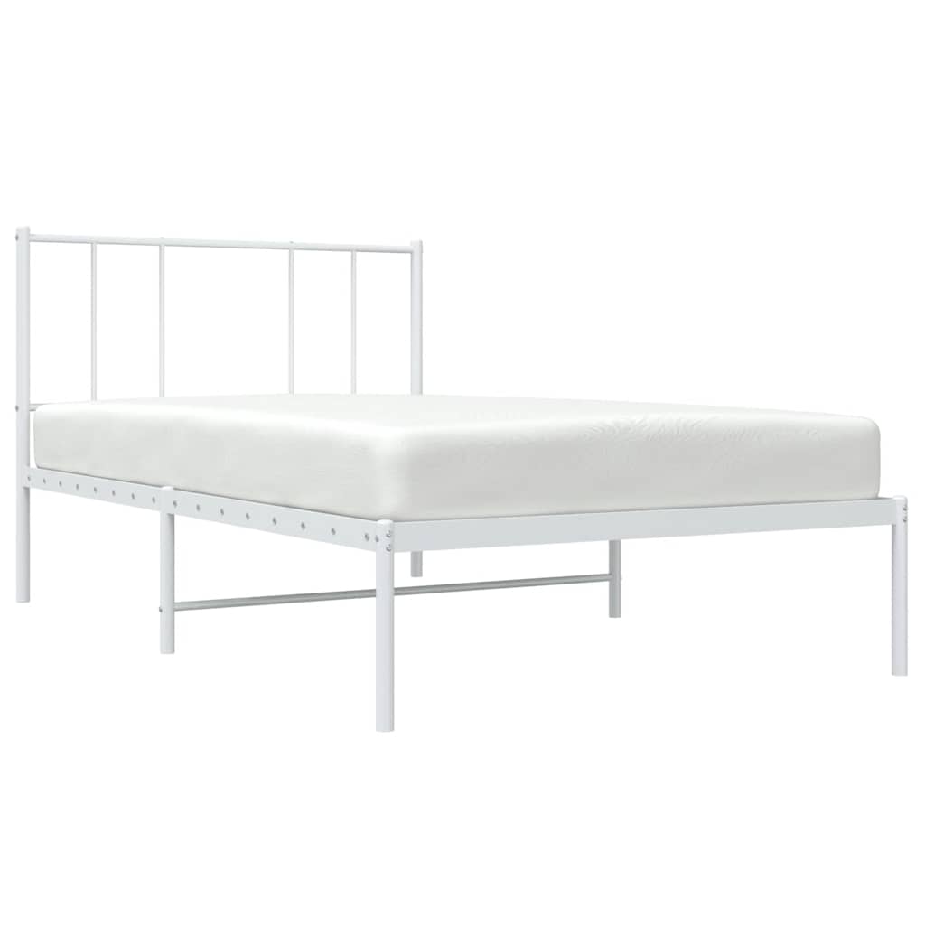 vidaXL Metal Bed Frame without Mattress with Headboard White 75x190cm 5