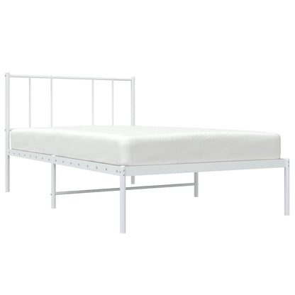 vidaXL Metal Bed Frame without Mattress with Headboard White 75x190cm 5