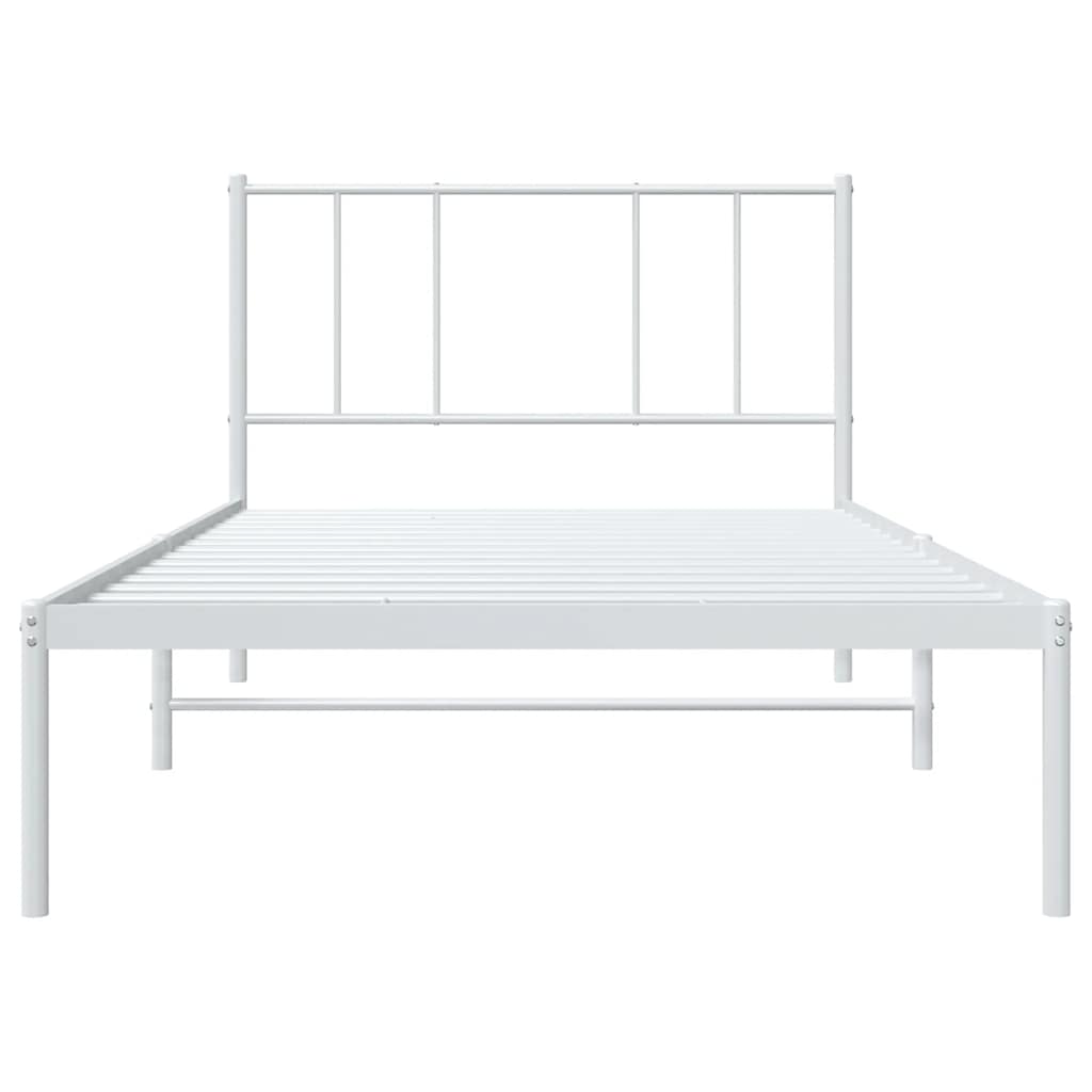 vidaXL Metal Bed Frame without Mattress with Headboard White 75x190cm 6