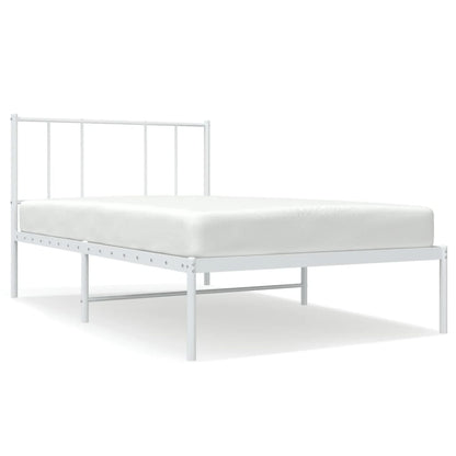 vidaXL Metal Bed Frame without Mattress with Headboard White 90x200cm 2