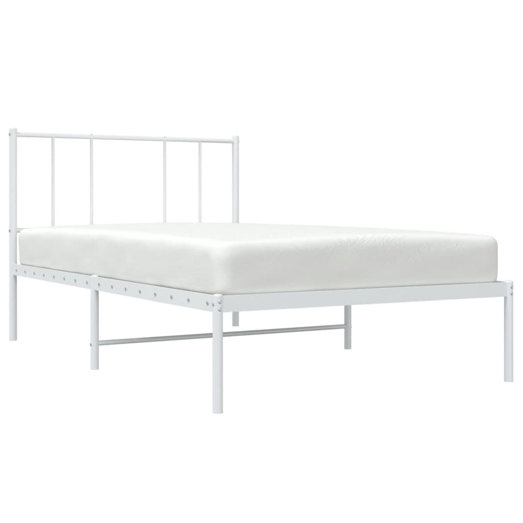 vidaXL Metal Bed Frame without Mattress with Headboard White 90x200cm 5