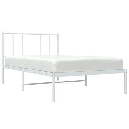 vidaXL Metal Bed Frame without Mattress with Headboard White 90x200cm 5