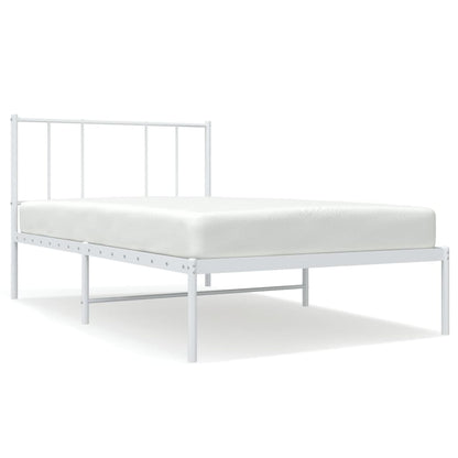 vidaXL Metal Bed Frame without Mattress with Headboard White 100x190cm 2