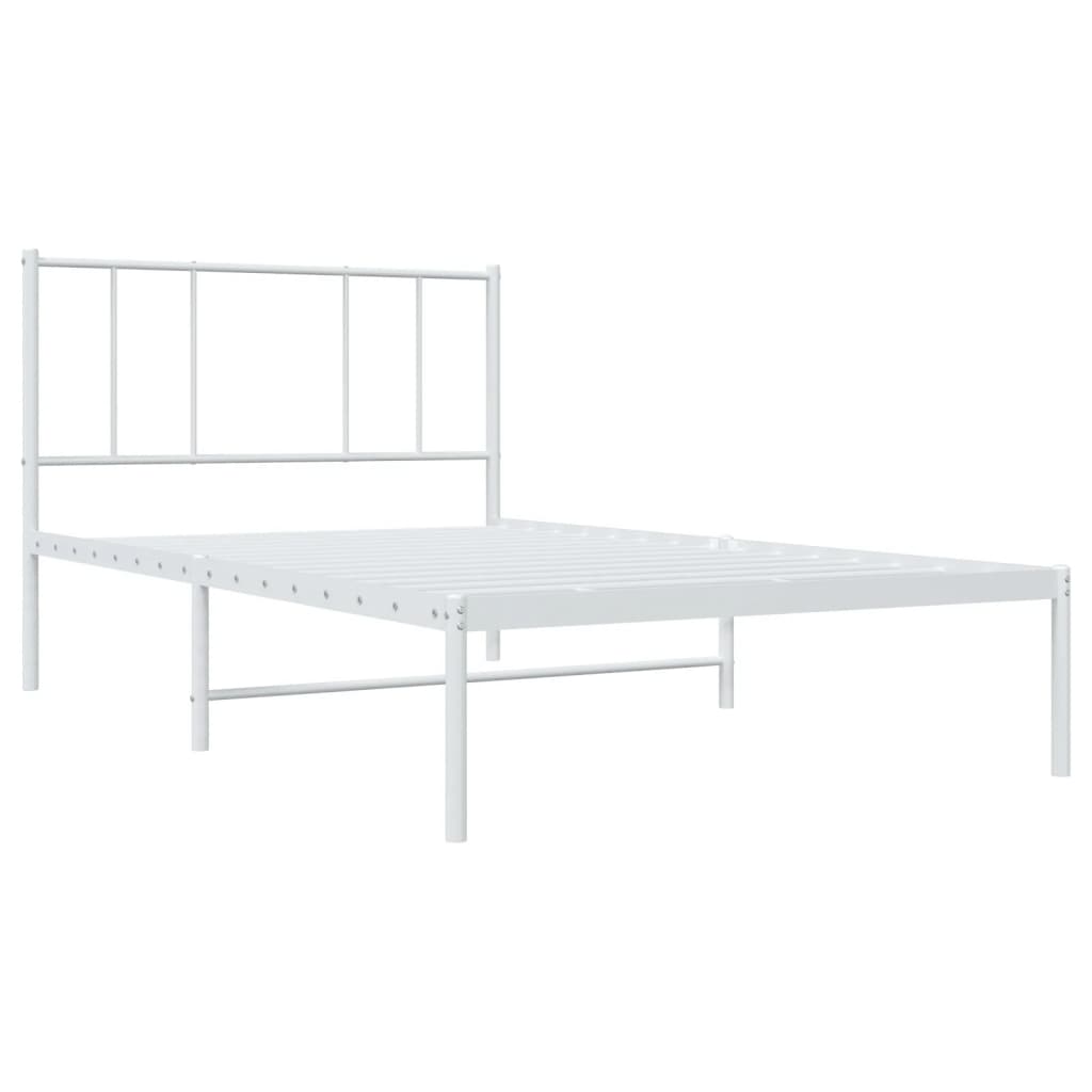 vidaXL Metal Bed Frame without Mattress with Headboard White 100x190cm 3