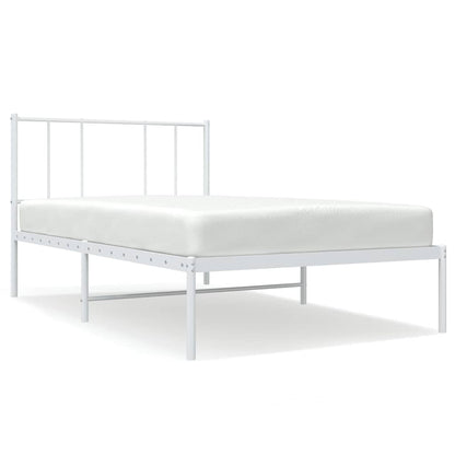 vidaXL Metal Bed Frame without Mattress with Headboard White 100x200cm 2