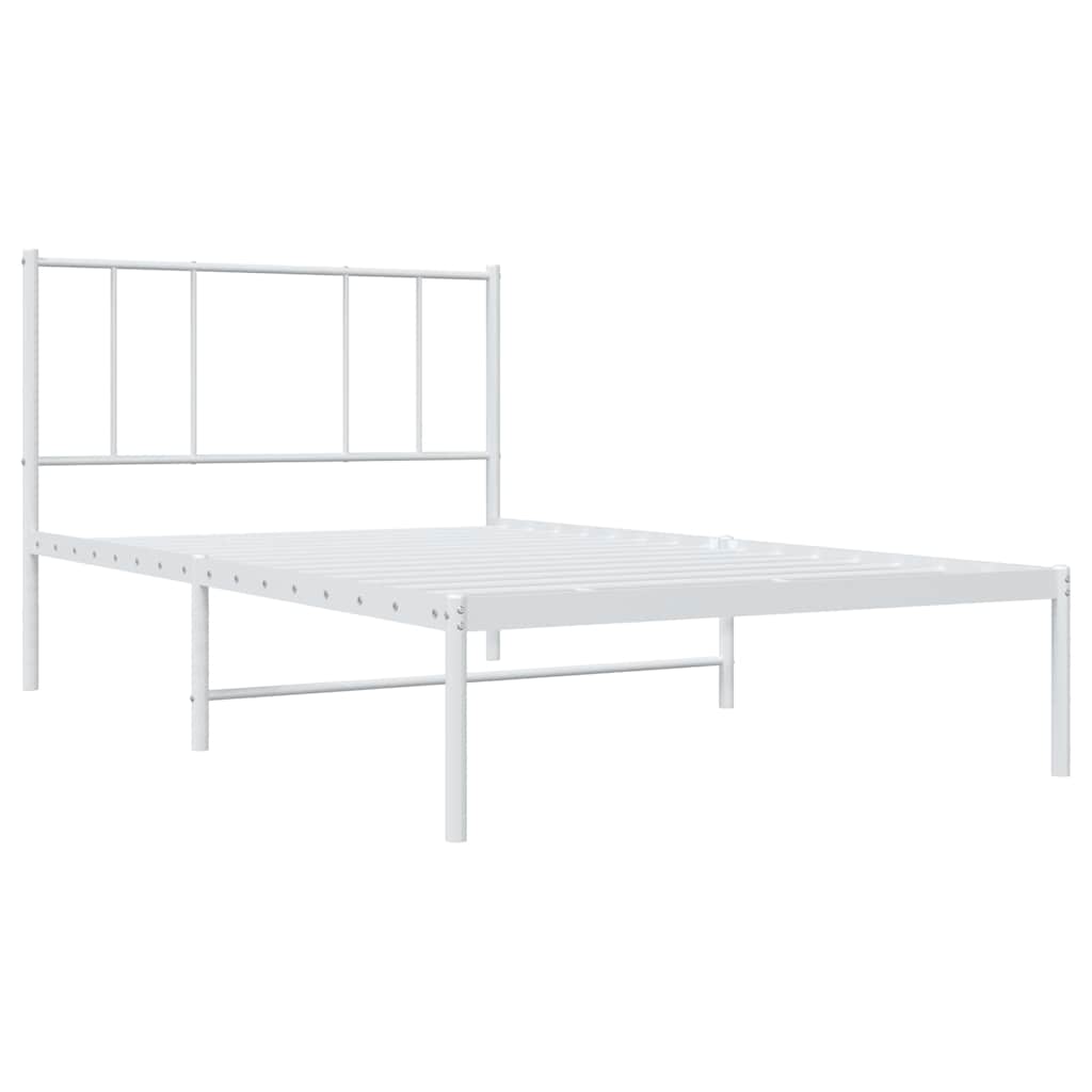 vidaXL Metal Bed Frame without Mattress with Headboard White 100x200cm 4