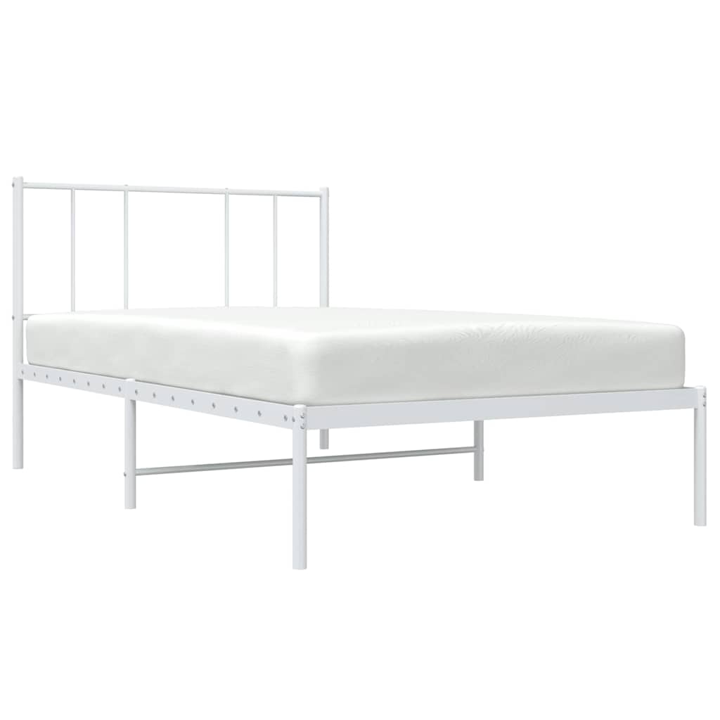 vidaXL Metal Bed Frame without Mattress with Headboard White 100x200cm 5