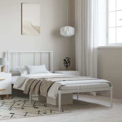 vidaXL Metal Bed Frame without Mattress with Headboard White 100x200cm 1