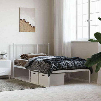 vidaXL Metal Bed Frame without Mattress with Headboard White 107x203cm 4