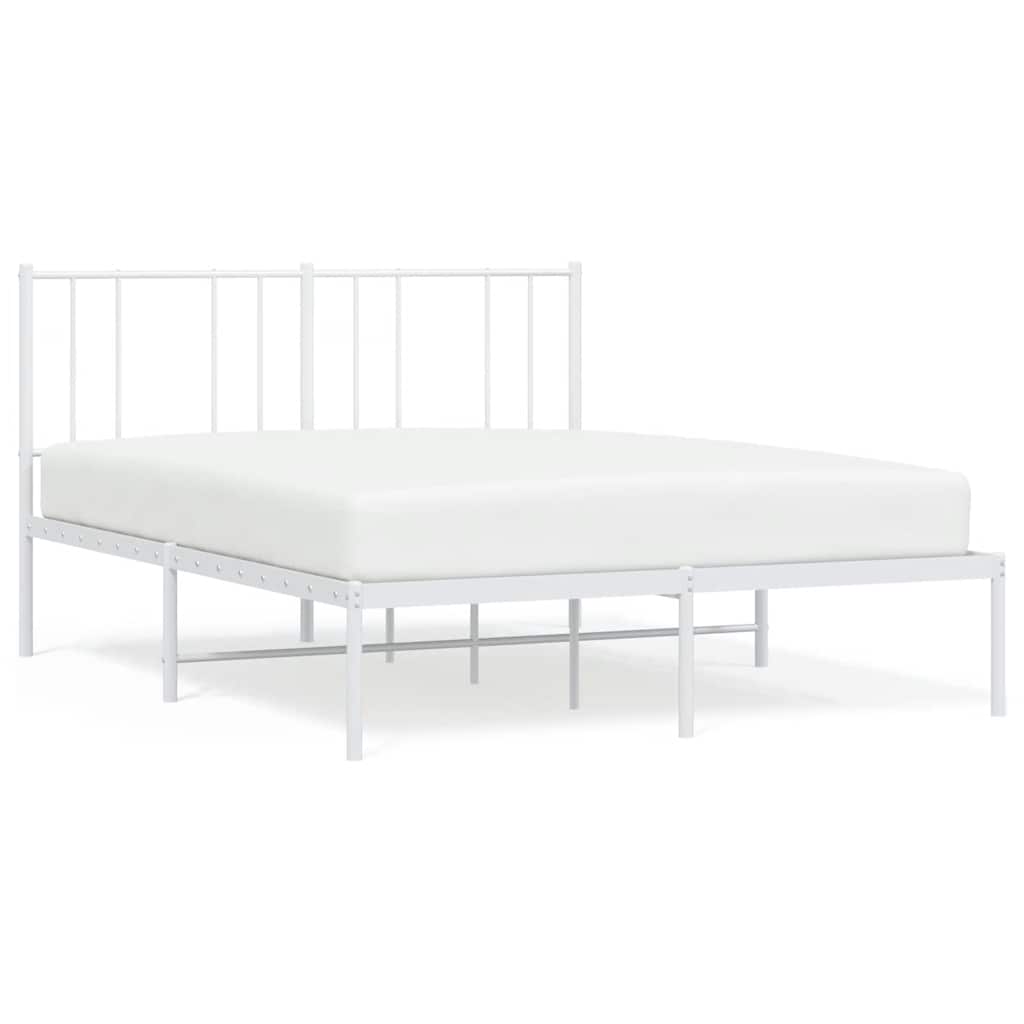 vidaXL Metal Bed Frame without Mattress with Headboard White 120x200cm 2