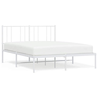 vidaXL Metal Bed Frame without Mattress with Headboard White 120x200cm 2