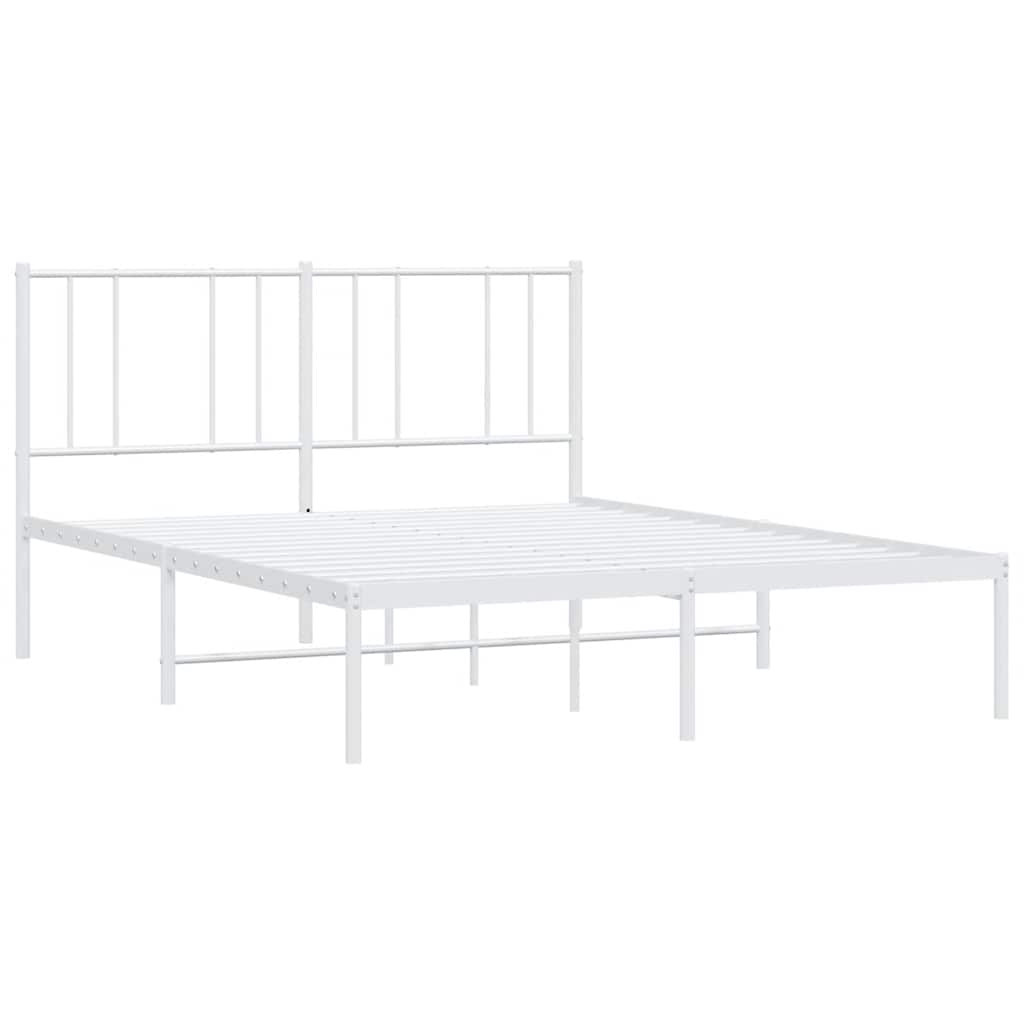 vidaXL Metal Bed Frame without Mattress with Headboard White 120x200cm 3