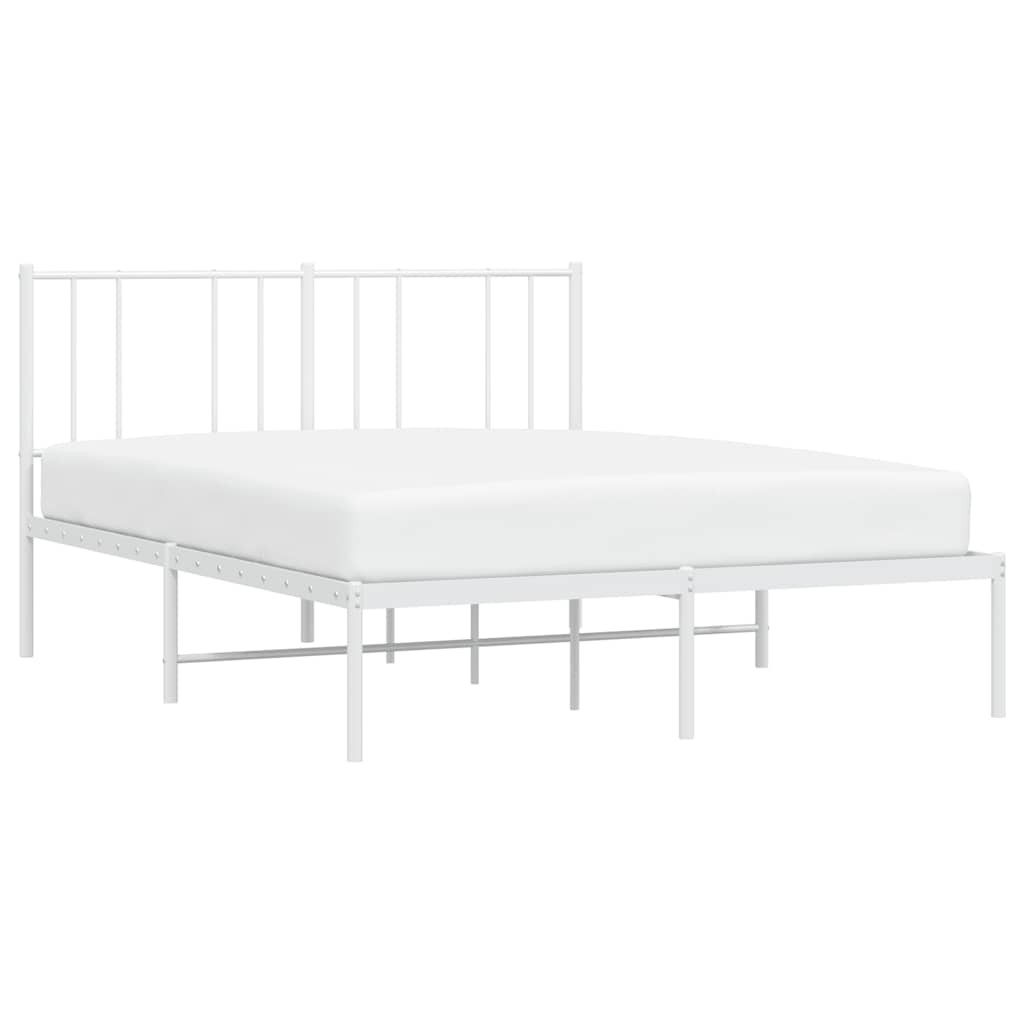 vidaXL Metal Bed Frame without Mattress with Headboard White 120x200cm 5