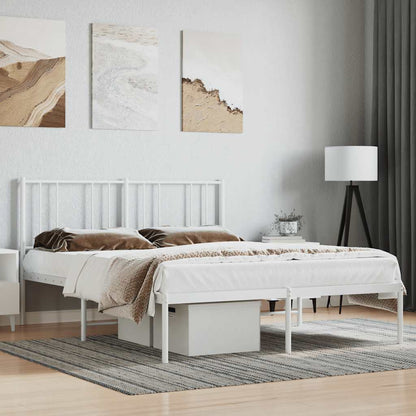 vidaXL Metal Bed Frame without Mattress with Headboard White 120x200cm 1