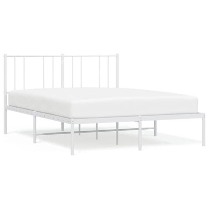 vidaXL Metal Bed Frame without Mattress with Headboard White 135x190cm 2