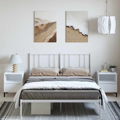 vidaXL Metal Bed Frame without Mattress with Headboard White 135x190cm 3