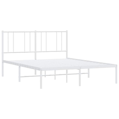vidaXL Metal Bed Frame without Mattress with Headboard White 135x190cm 4
