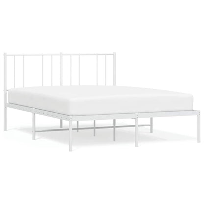 vidaXL Metal Bed Frame without Mattress with Headboard White 150x200cm 2