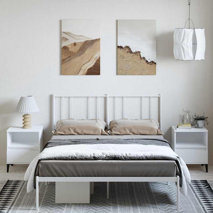 vidaXL Metal Bed Frame without Mattress with Headboard White 150x200cm 3