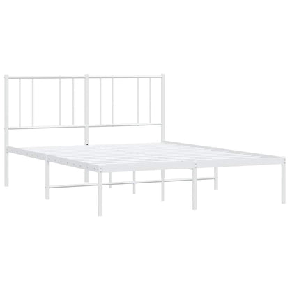 vidaXL Metal Bed Frame without Mattress with Headboard White 150x200cm 5