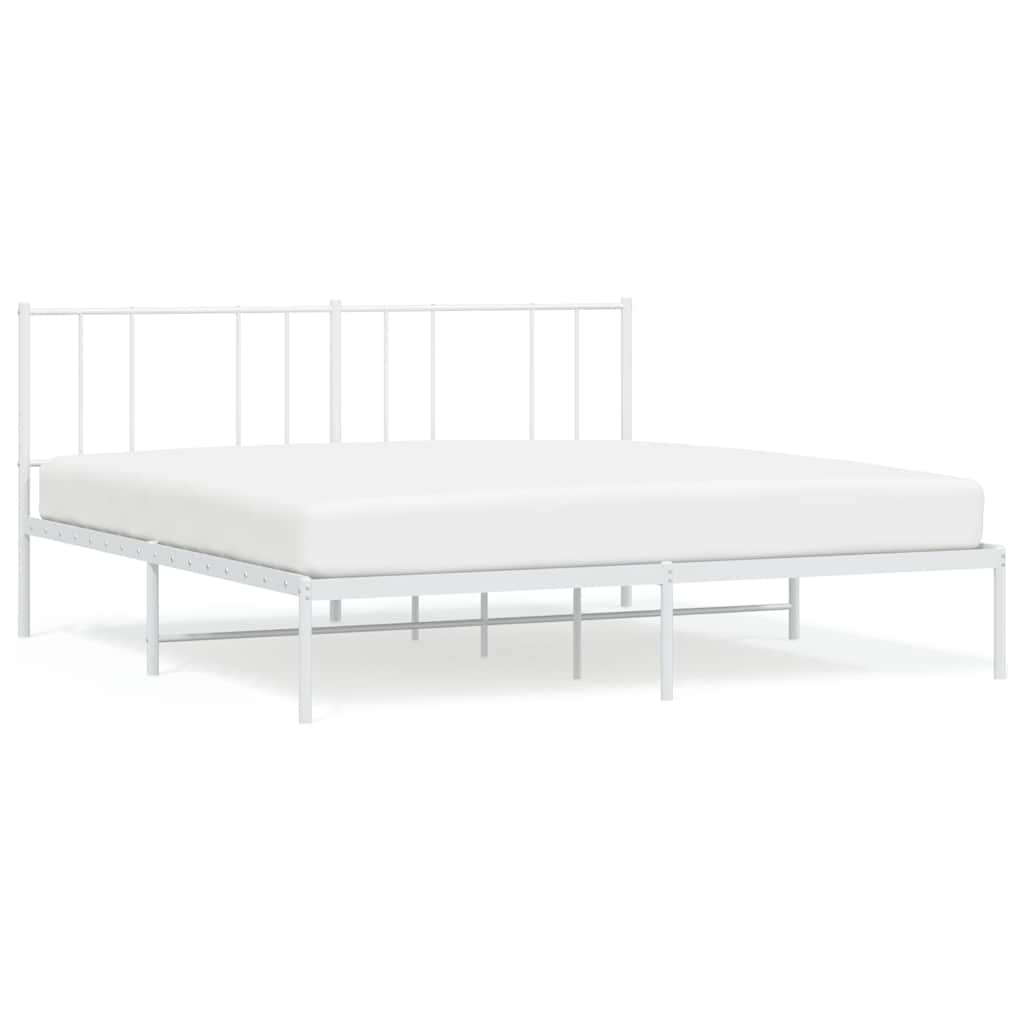 vidaXL Metal Bed Frame without Mattress with Headboard White 193x203cm 2