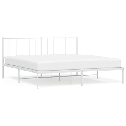 vidaXL Metal Bed Frame without Mattress with Headboard White 193x203cm 2
