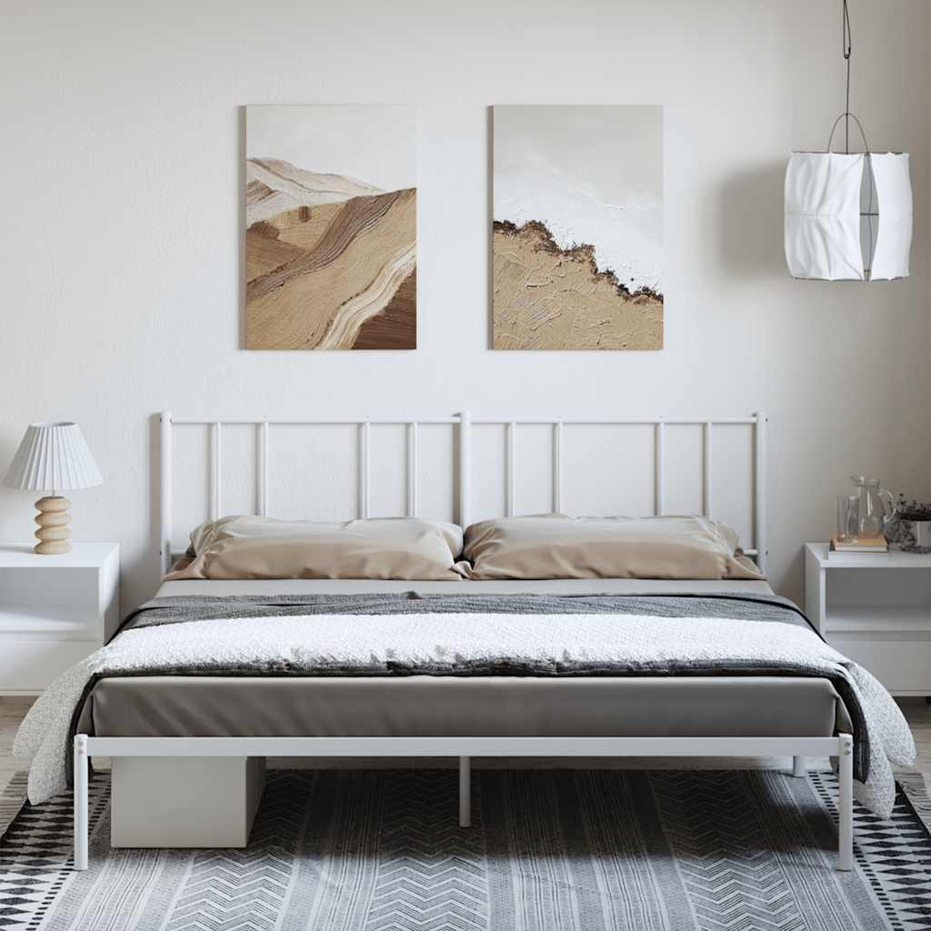 vidaXL Metal Bed Frame without Mattress with Headboard White 193x203cm 3