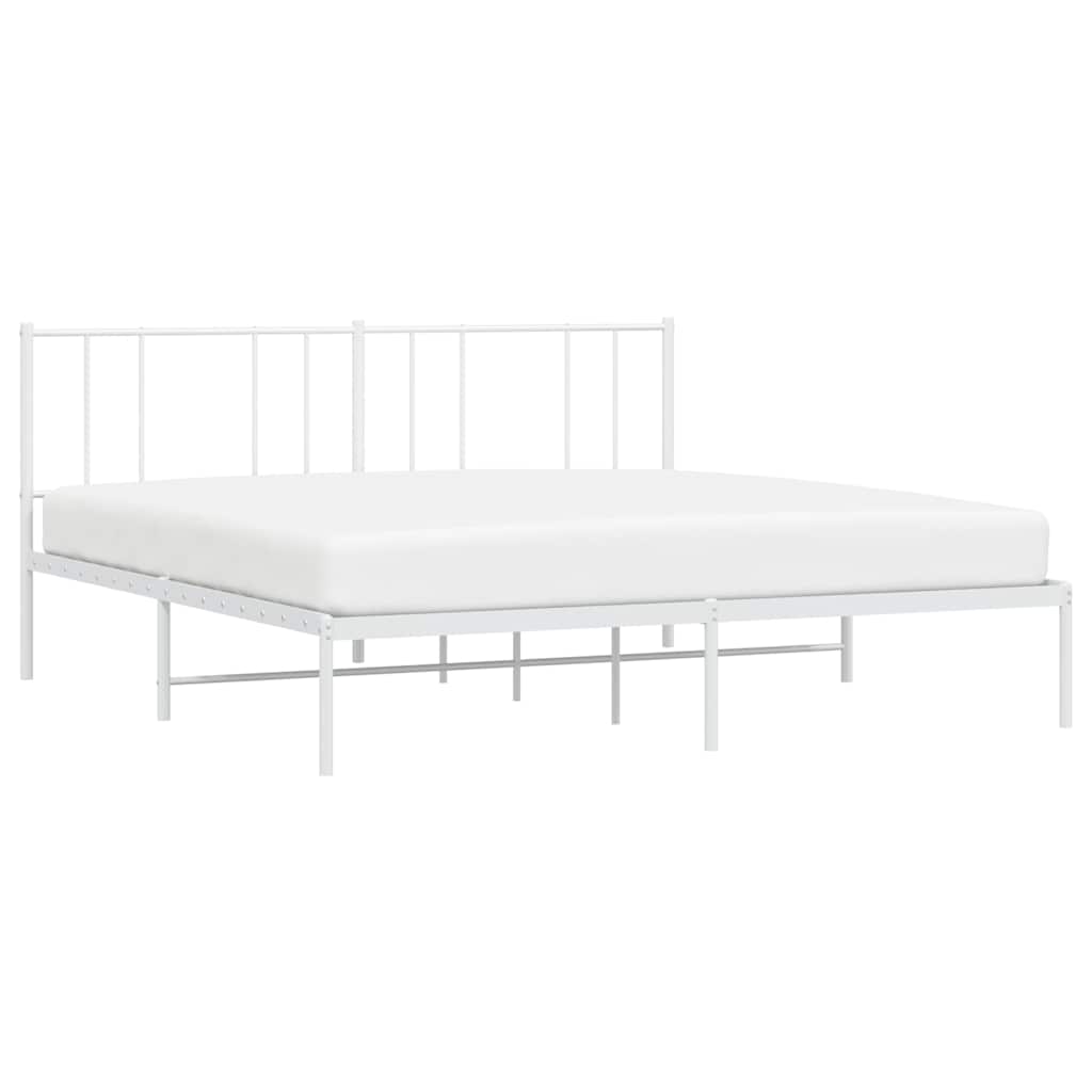 vidaXL Metal Bed Frame without Mattress with Headboard White 193x203cm 5