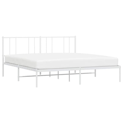 vidaXL Metal Bed Frame without Mattress with Headboard White 193x203cm 5