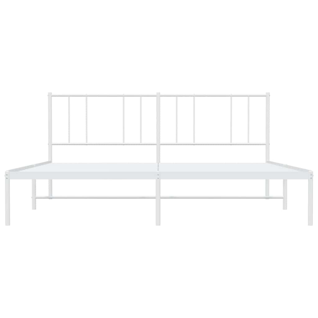 vidaXL Metal Bed Frame without Mattress with Headboard White 193x203cm 6