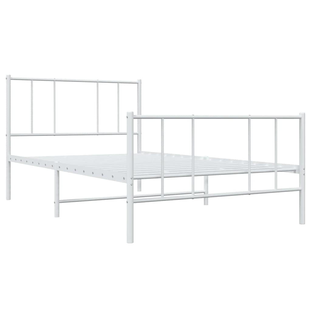 vidaXL Metal Bed Frame without Mattress with Footboard White 75x190cm 3