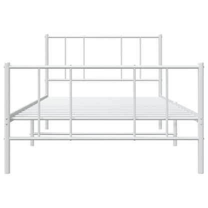 vidaXL Metal Bed Frame without Mattress with Footboard White 75x190cm 6