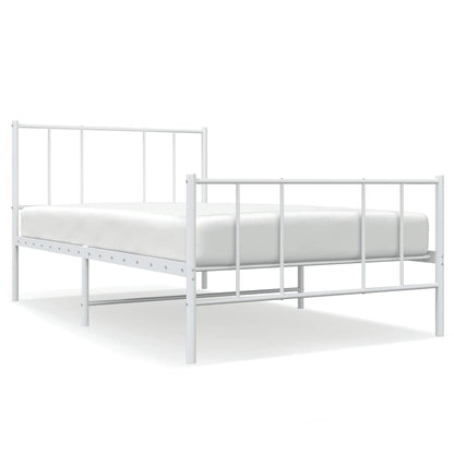vidaXL Metal Bed Frame without Mattress with Footboard White 80x200cm 2