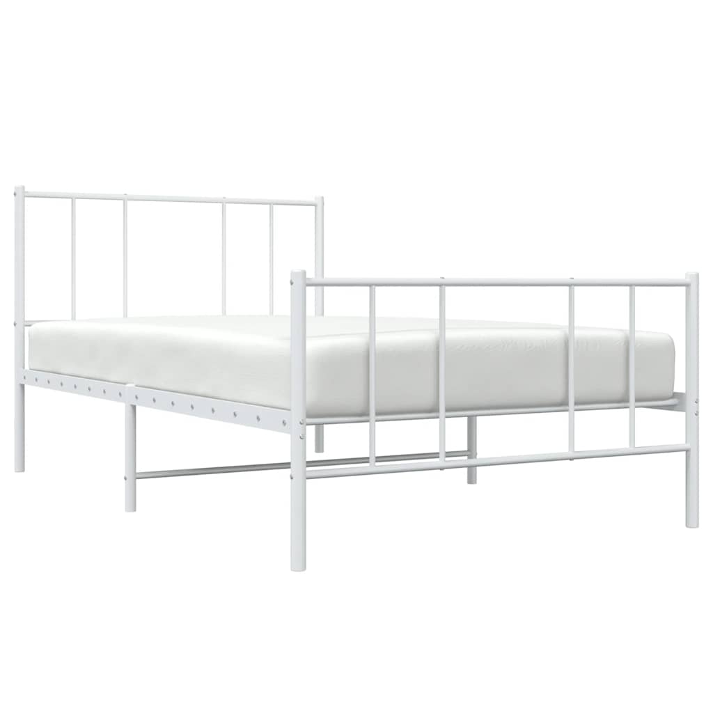 vidaXL Metal Bed Frame without Mattress with Footboard White 80x200cm 5