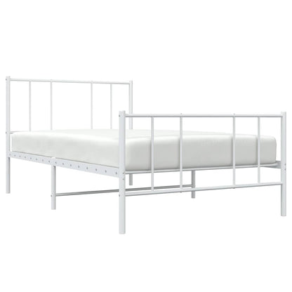 vidaXL Metal Bed Frame without Mattress with Footboard White 80x200cm 5