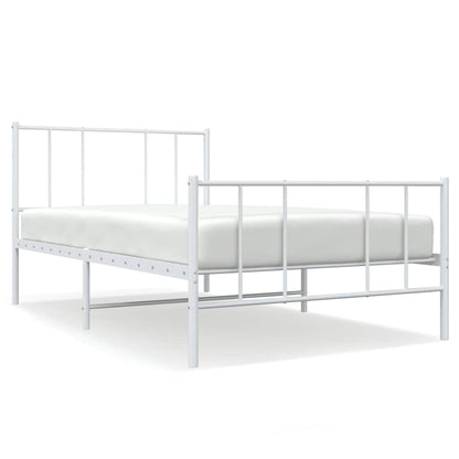 vidaXL Metal Bed Frame without Mattress with Footboard White 90x190cm 2