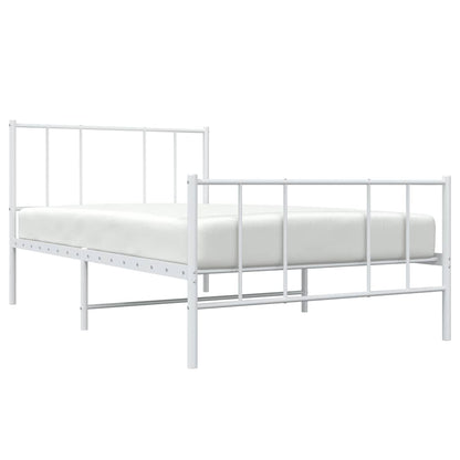vidaXL Metal Bed Frame without Mattress with Footboard White 90x190cm 5