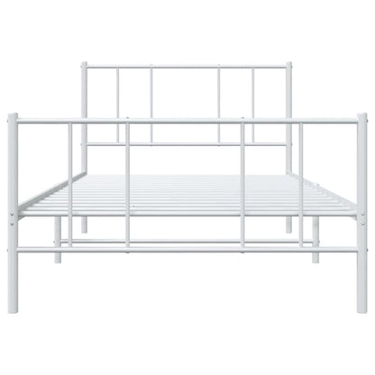 vidaXL Metal Bed Frame without Mattress with Footboard White 90x200cm 6