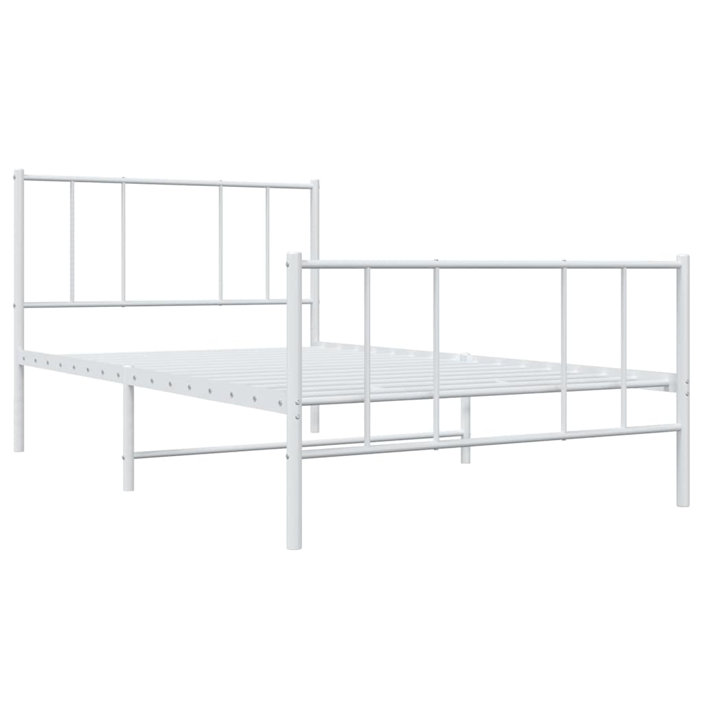 vidaXL Metal Bed Frame without Mattress with Footboard White 100x200cm 4