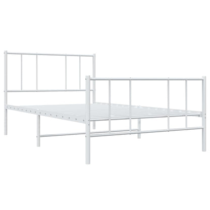 vidaXL Metal Bed Frame without Mattress with Footboard White 100x200cm 4