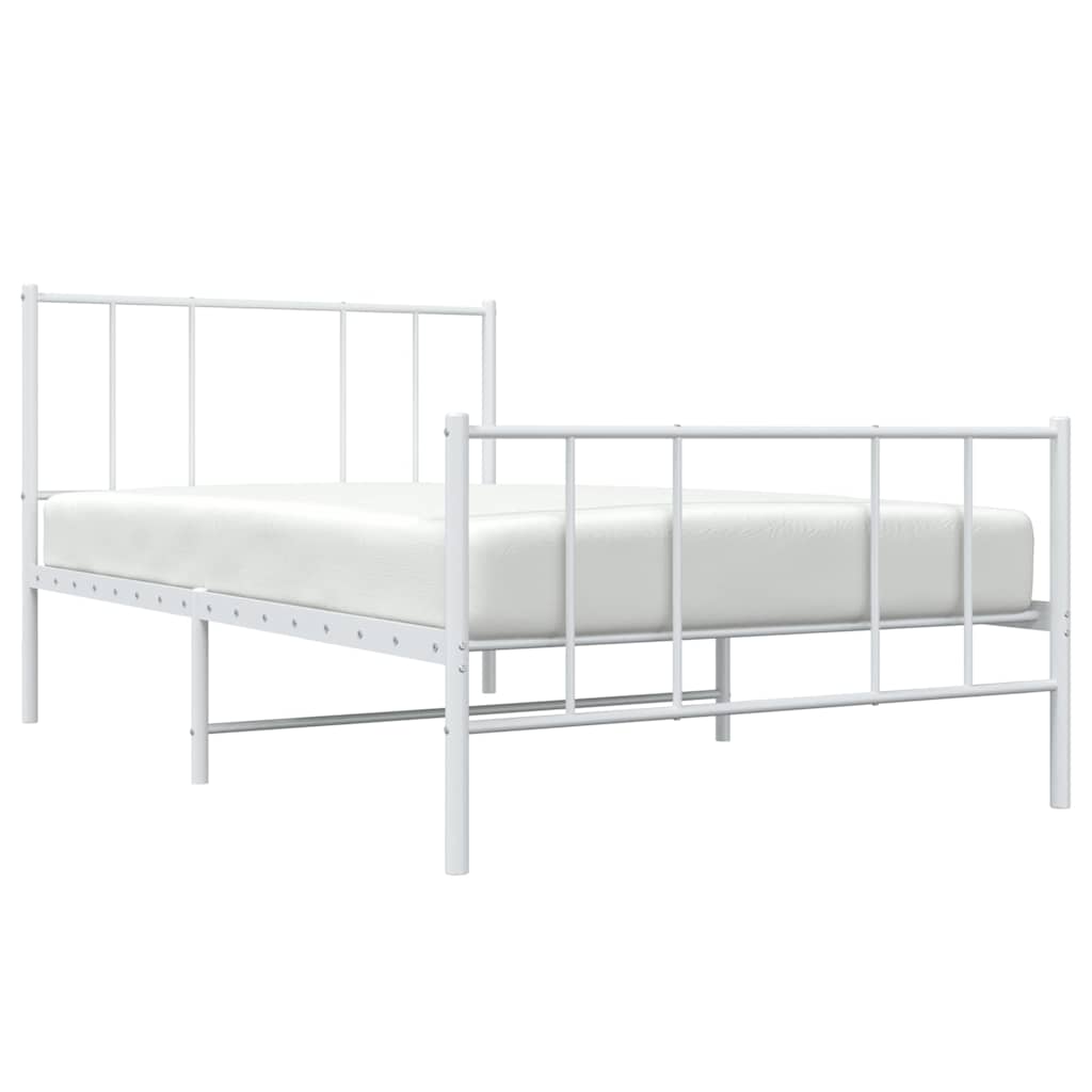 vidaXL Metal Bed Frame without Mattress with Footboard White 100x200cm 5