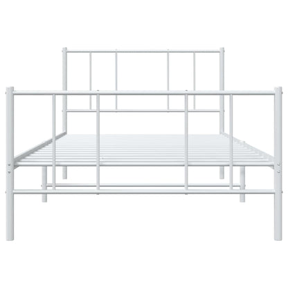 vidaXL Metal Bed Frame without Mattress with Footboard White 100x200cm 6