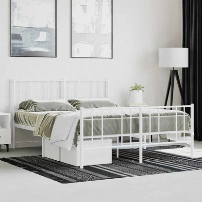 vidaXL Metal Bed Frame without Mattress with Footboard White 120x190cm 4