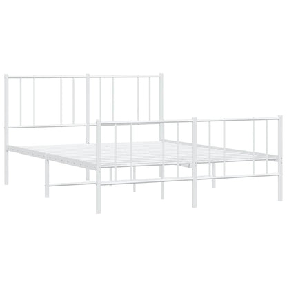 vidaXL Metal Bed Frame without Mattress with Footboard White 120x200cm 3