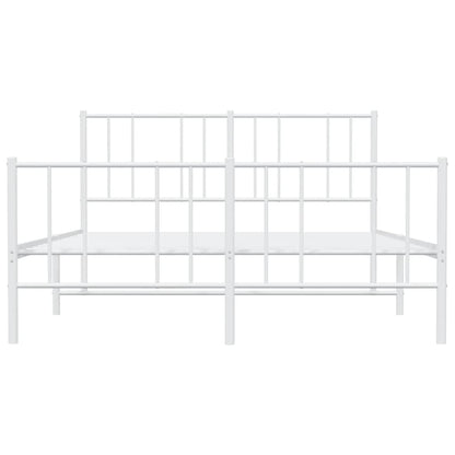 vidaXL Metal Bed Frame without Mattress with Footboard White 120x200cm 6